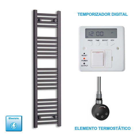 Scaldasalviette Elettrico Nero 300mm di Larghezza · Precaricato