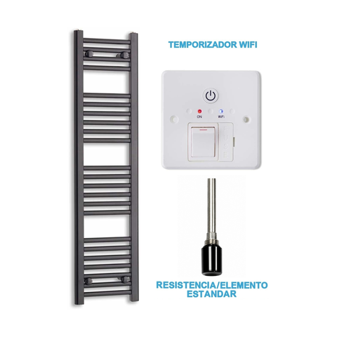 Scaldasalviette Elettrico Nero 300mm di Larghezza · Precaricato