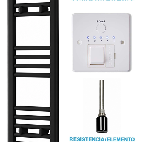 Scaldasalviette Elettrico Nero 300mm di Larghezza · Precaricato