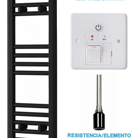 Scaldasalviette Elettrico Nero 300mm di Larghezza · Precaricato
