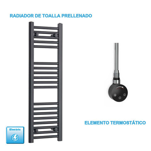 Scaldasalviette Elettrico Nero 300mm di Larghezza · Precaricato