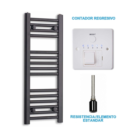Scaldasalviette Elettrico Nero 300mm di Larghezza · Precaricato