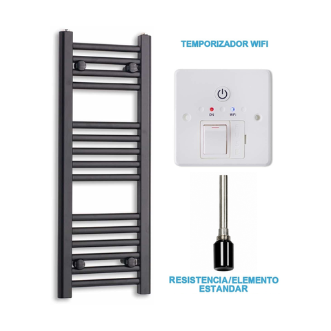 Scaldasalviette Elettrico Nero 300mm di Larghezza · Precaricato