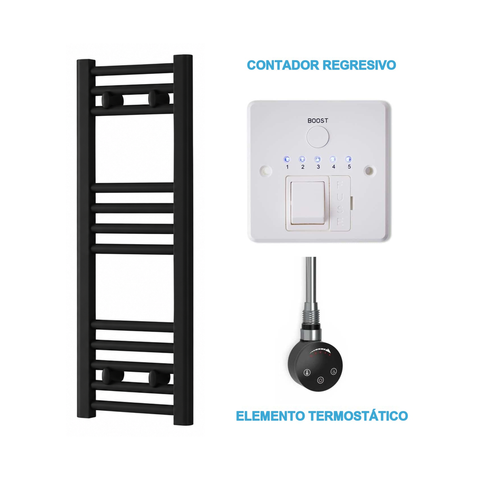 Scaldasalviette Elettrico Nero 300mm di Larghezza · Precaricato