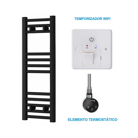 Scaldasalviette Elettrico Nero 300mm di Larghezza · Precaricato