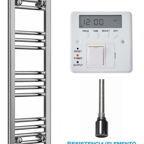Scaldasalviette Elettrico Cromato 300mm di Larghezza · Precaricato
