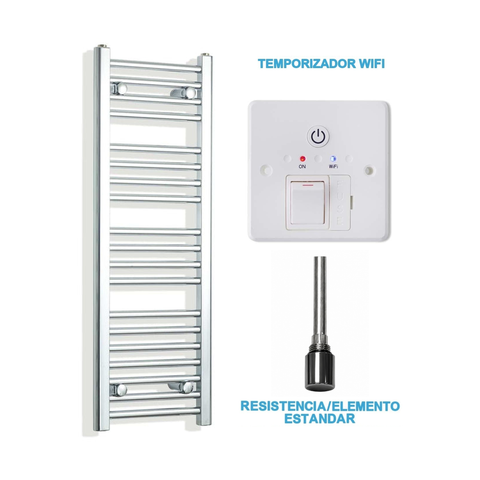 Scaldasalviette Elettrico Cromato 300mm di Larghezza · Precaricato