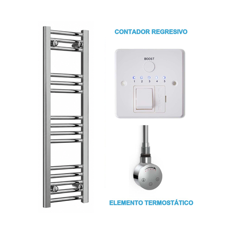Scaldasalviette Elettrico Cromato 300mm di Larghezza · Precaricato