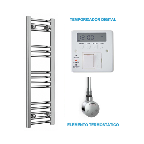 Scaldasalviette Elettrico Cromato 300mm di Larghezza · Precaricato
