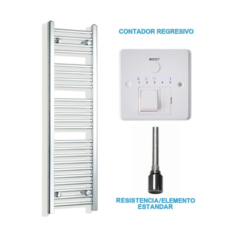 Scaldasalviette Elettrico Cromato 300mm di Larghezza · Precaricato