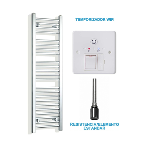 Scaldasalviette Elettrico Cromato 300mm di Larghezza · Precaricato