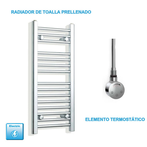 Scaldasalviette Elettrico Cromato 300mm di Larghezza · Precaricato