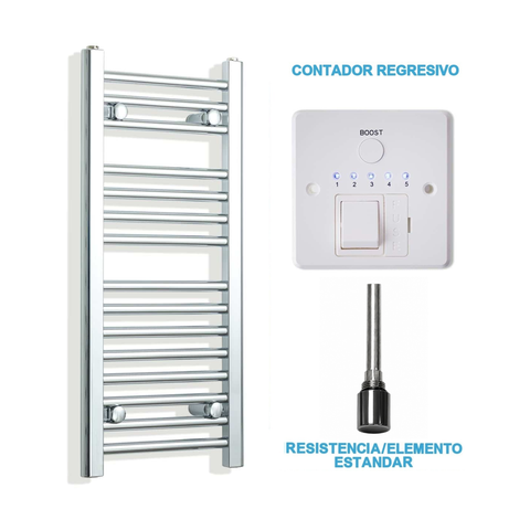 Scaldasalviette Elettrico Cromato 300mm di Larghezza · Precaricato