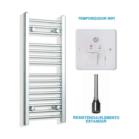 Scaldasalviette Elettrico Cromato 300mm di Larghezza · Precaricato