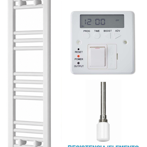 Scaldasalviette Elettrico Bianco 300mm di Larghezza · Precaricato