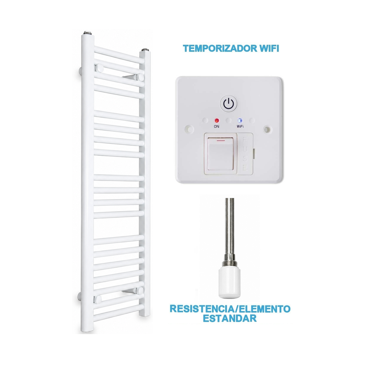 Scaldasalviette Elettrico Bianco 300mm di Larghezza · Precaricato