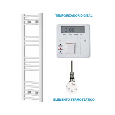 Scaldasalviette Elettrico Bianco 300mm di Larghezza · Precaricato