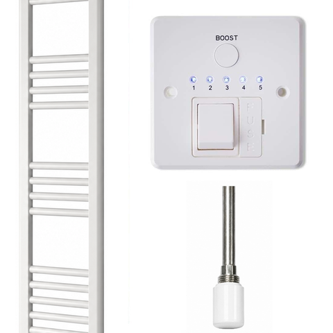Scaldasalviette Elettrico Bianco 300mm di Larghezza · Precaricato