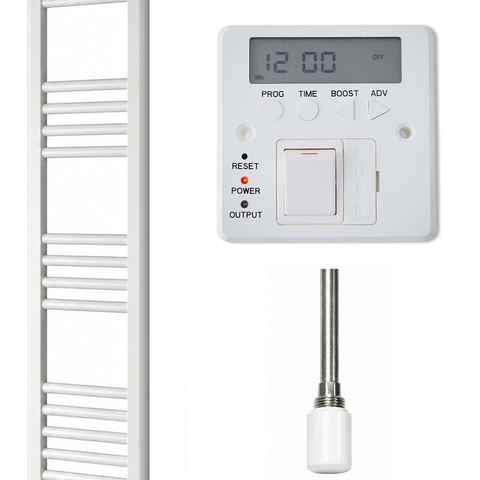 Scaldasalviette Elettrico Bianco 300mm di Larghezza · Precaricato