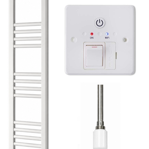 Scaldasalviette Elettrico Bianco 300mm di Larghezza · Precaricato