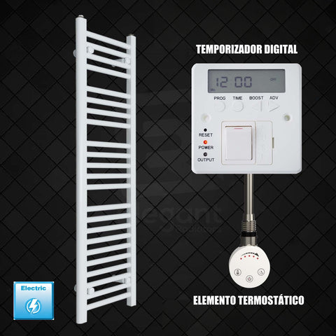 Scaldasalviette Elettrico Bianco 300mm di Larghezza · Precaricato