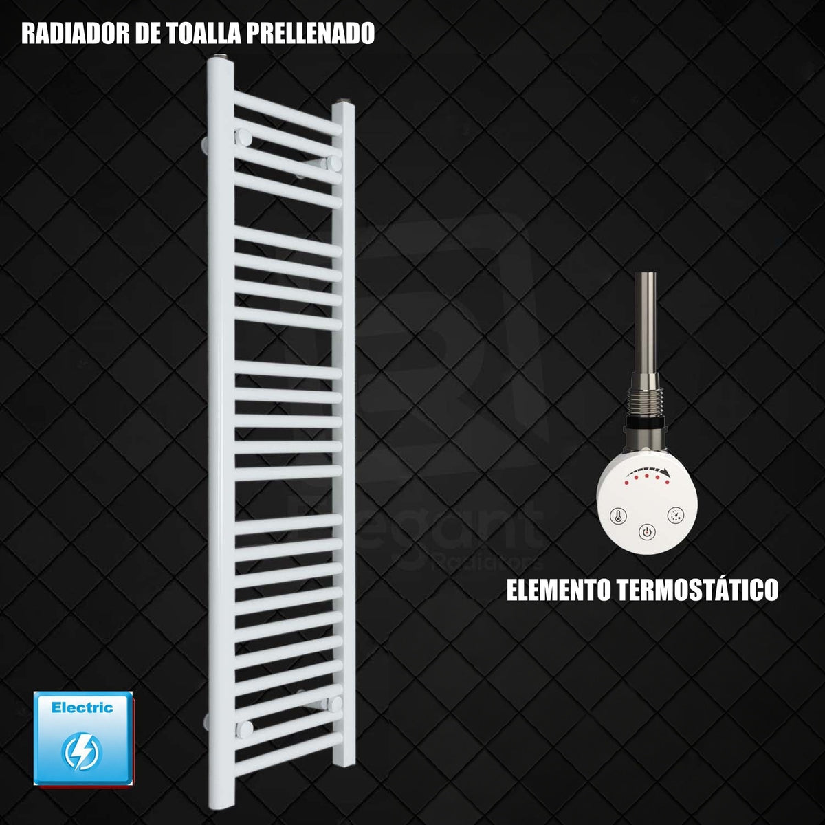 Scaldasalviette Elettrico Bianco 300mm di Larghezza · Precaricato
