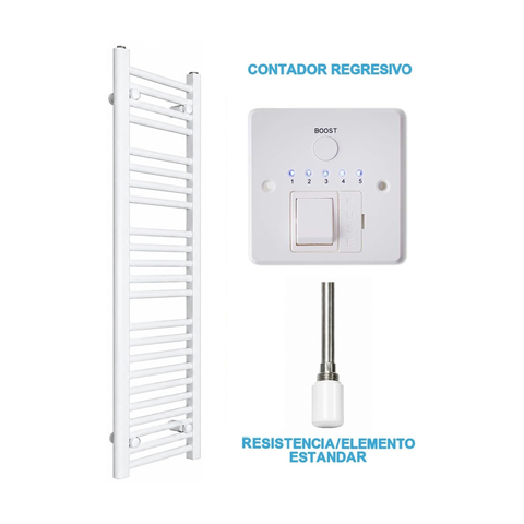 Scaldasalviette Elettrico Bianco 300mm di Larghezza · Precaricato