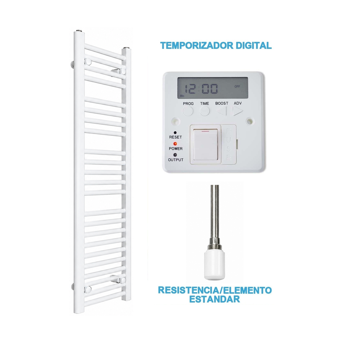 Scaldasalviette Elettrico Bianco 300mm di Larghezza · Precaricato