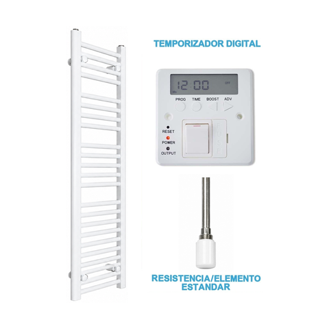 Scaldasalviette Elettrico Bianco 300mm di Larghezza · Precaricato