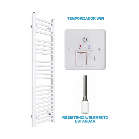 Scaldasalviette Elettrico Bianco 300mm di Larghezza · Precaricato