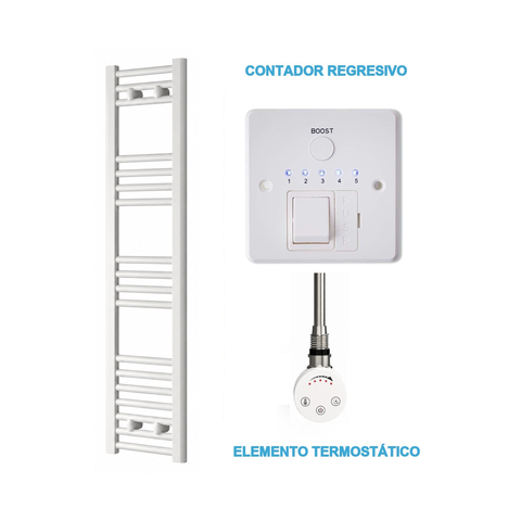 Scaldasalviette Elettrico Bianco 300mm di Larghezza · Precaricato
