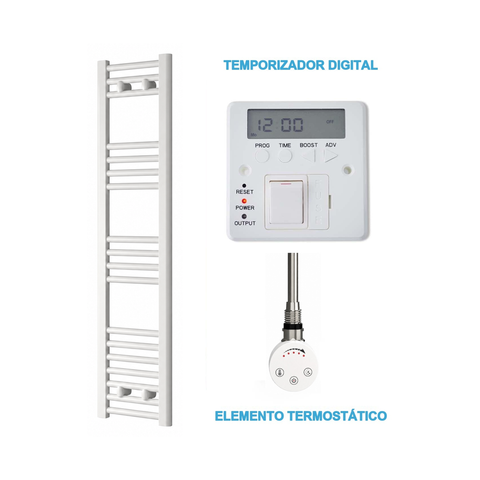 Scaldasalviette Elettrico Bianco 300mm di Larghezza · Precaricato