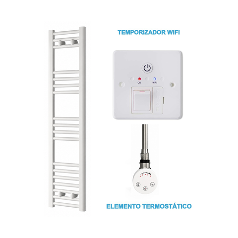 Scaldasalviette Elettrico Bianco 300mm di Larghezza · Precaricato
