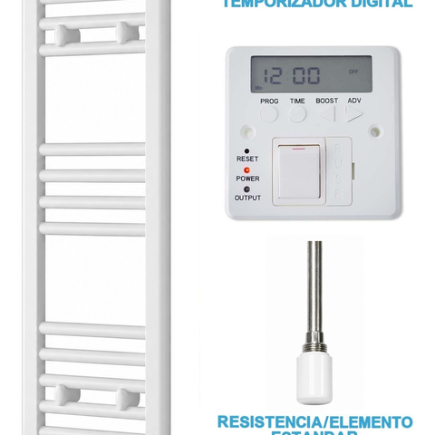 Scaldasalviette Elettrico Bianco 300mm di Larghezza · Precaricato