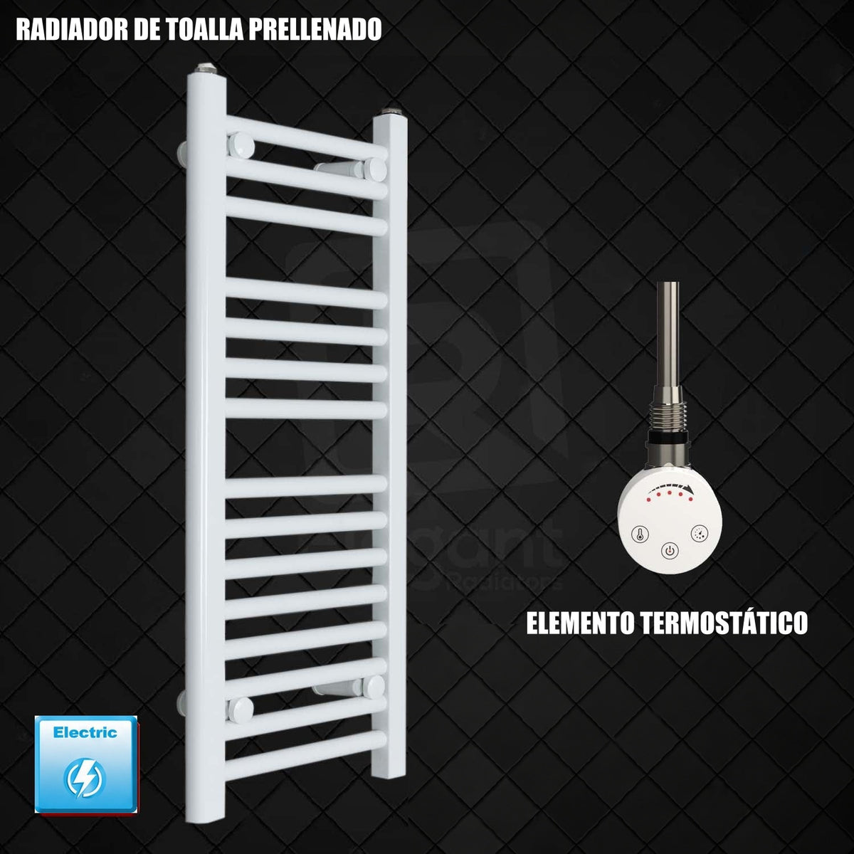 Scaldasalviette Elettrico Bianco 300mm di Larghezza · Precaricato