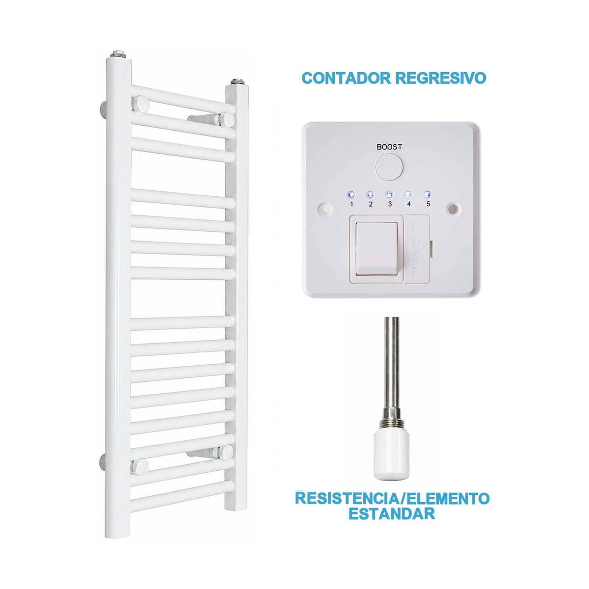 Scaldasalviette Elettrico Bianco 300mm di Larghezza · Precaricato