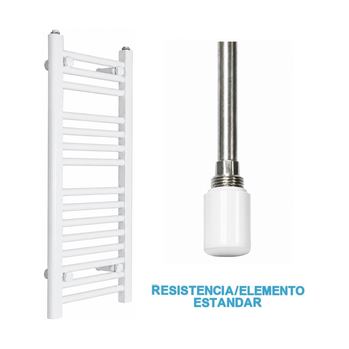 Scaldasalviette Elettrico Bianco 300mm di Larghezza · Precaricato